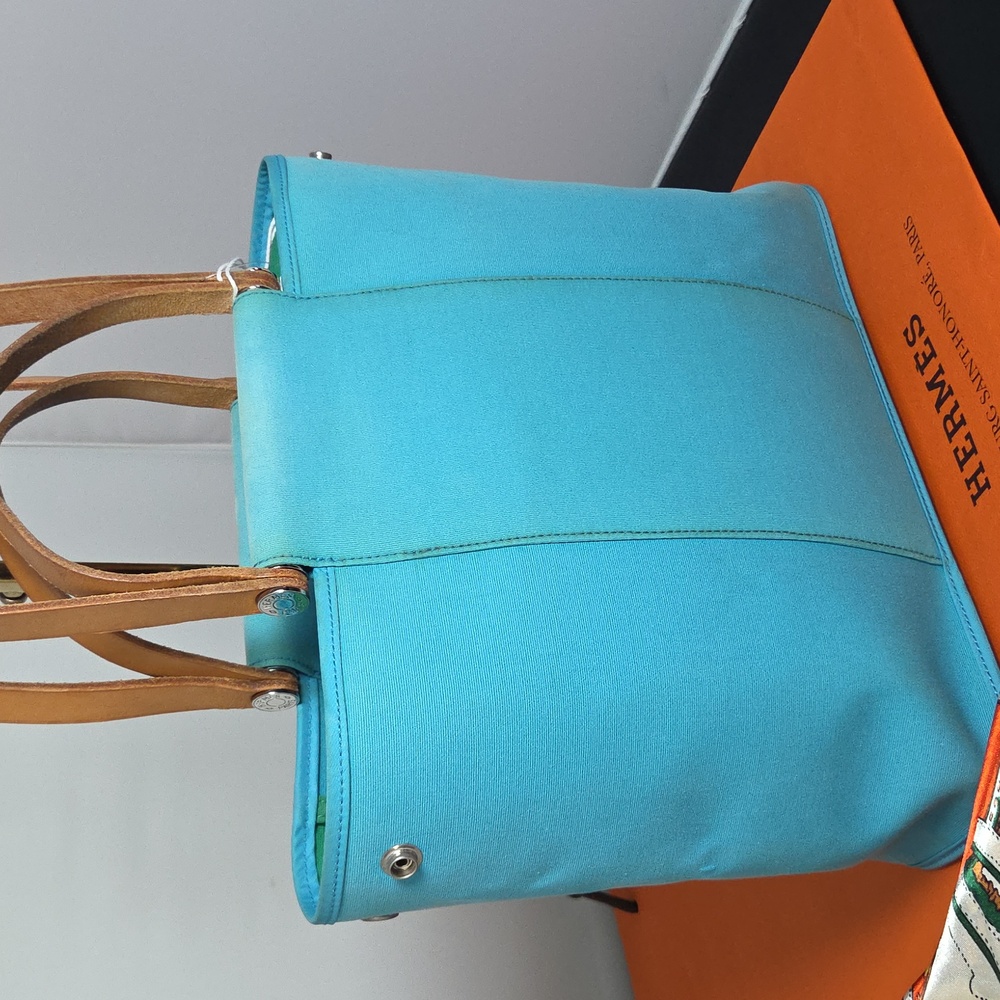 Hermès 2012 Cabas Élan PM Collectable Ltd Production two-tone Color blue/green - Picture 9 of 17
